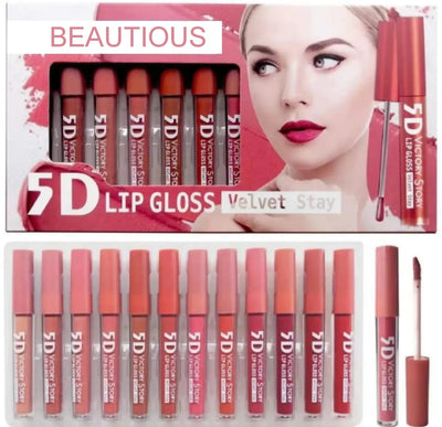 Beautious Pack of 6 & 12 Lipgloss Matte Nude Redish Shades Lipglosses Lipsticks